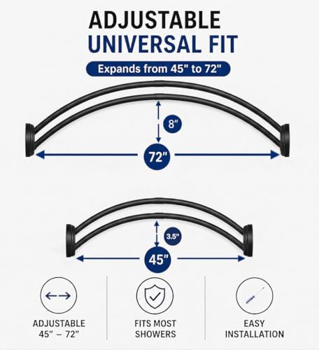 Utopia Alley Signature Aluminum Series Double Curved Shower Curtain Rod, Adjustable 45-72 Inch, Rustproof Aluminum, Dual Rod Design, Separates Curtain & Liner, Adds 8 Inches More Space, Bright Gold - color: Bright Gold