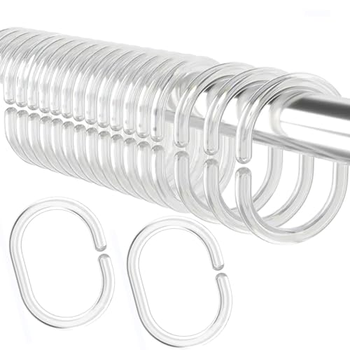 24 Pcs Clear Plastic Shower Curtain Hooks for Bathroom C Shape Shower Rings for Rod Rust Proof Curtain Rings - color: Clear, size: 24pack