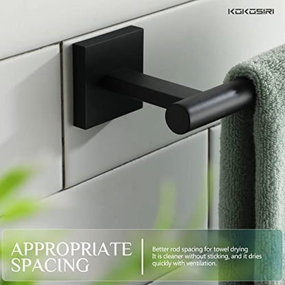 KOKOSIRI Towel Bar Matte Black Bathroom Hardware Hand Towel Rails Wall Mounted Kitchen Toilet Cabinet Paper Holder, Stainless Steel B3008BK - color: Matte Black, size: 1 Pack