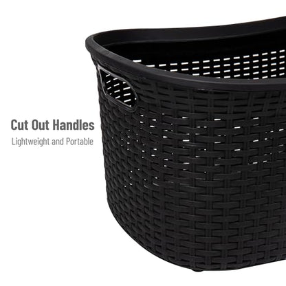 Mind Reader 40L Laundry Basket, Clothes Hamper, Premium Wicker Design, Plastic, Black - color: Black, size: Single