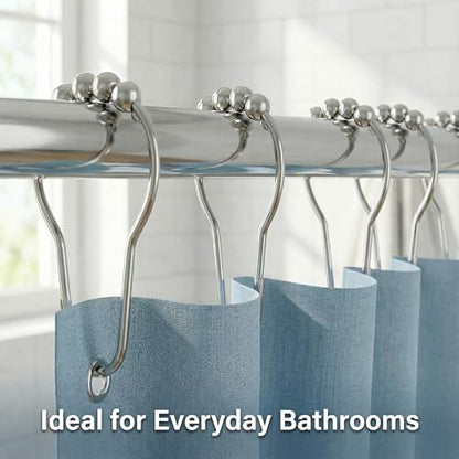 Shower Curtain Hooks Rings Set of 12, Rust Resistant Metal Double Glide Shower Hooks with Smooth Roller Balls for Bathroom Shower Rods and Curtains Nickel - color: Nickel