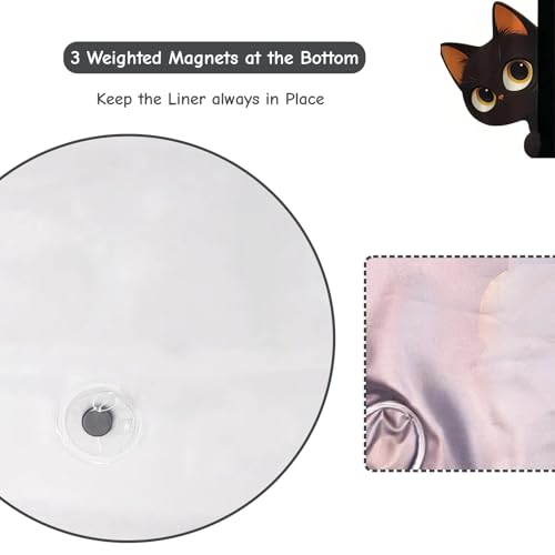 Clear Cute Funny Black Cat Shower Curtain Liner, Are You Pooping Shower Curtain, Fun Anime Cat Shower Curtains for Bathroom, 72x72 Plastic Cool Summer Shower Curtain Set with Weighted Magnets 12 Hooks - color: Clear Black Cat, size: 72"W x 72"L (Pack of 1