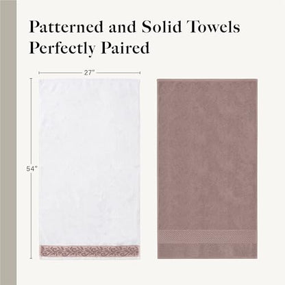 Modern Threads 600 GSM 6-Piece Towel Set with Filgree Jacquard Border Rose - color: Rose, style: Jacquard Border