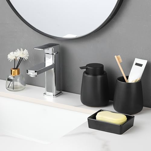 Black Rectangle Soap Dish - Modern Ceramic Hand Soap Holder Non-Slip Bar Soap Holder Soap Tray for Bathroom, Kitchen Sink, Shower, Countertop, Easy to Clean - color: Black