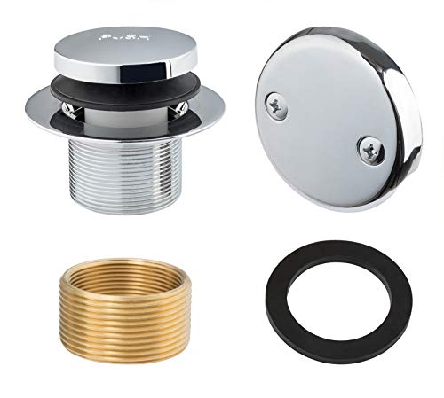 Tip-Toe Bathtub Drains Trim Set with Two-Hole Overflow Faceplate, Replacement Bath Drain Trim Kit with 2-Hole Overflow Faceplate and Universal Fine/Coarse Thread (Chrome Plated) - color: Chrome Plated