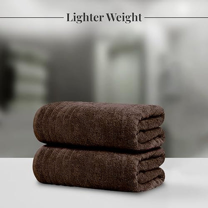 2 Piece Extra Large Bath Sheets 35 x 70 Inches, Brown | 100% Cotton, Larger & Lighter Weight, Quicker to Dry, Super Soft & Absorbent, Oversized Bath Towels - color: Brown