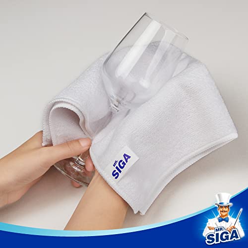 MR.SIGA Microfiber Cleaning Cloths, Streak Free Microfiber Towels, 12 Pack | All-purpose microfiber cloths, ultra absorbent, reusable household cleaning towels, White 32 x 32 cm(12.6 x 12.6 inch) - color: White