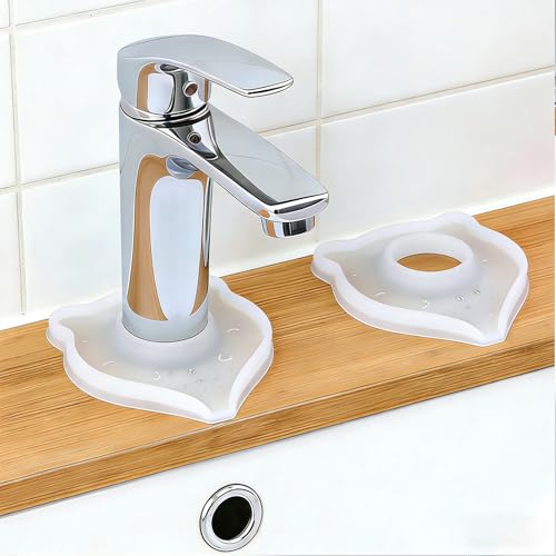 Compact Silicone Kitchen Sink Faucet Splash Proof Mat, Tap Water Diversion Splash Guard Drain Pad(Clear,2PCS) - color: Clearx2
