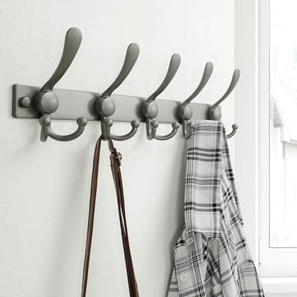 Coat Rack Wall Mount, Heavy Duty 12-Gauge Base vs Flimsy 1mm, Double-Thick Solid Anti-Snap Hooks, 16” Stud-Mount, Stainless Steel Hanger for Clothes Hat Entryway Closet Mudroom, Grey - color: Gray, size: L=17" (1pcs)