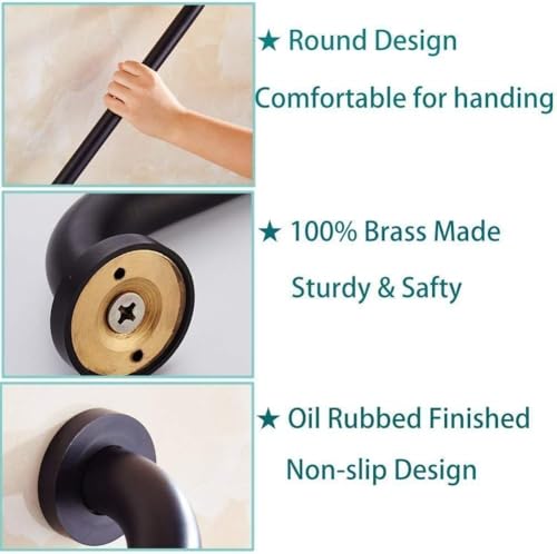 ELLO&ALLO Oil Rubbed Bronze Bathroom Shower Grab Bar, Home Care Bath Hardware (20 Inch) - color: Oil Rubbed Bronze, size: 20 Inch