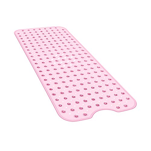 YINENN Bath and Shower Safety Mats 40x16 inch, Non Slip with Suction Cups for Bathroom Stall and Tub Floor, Extra Large and Machine Washable, Drain Holes Keep Bathtub Clean, Light Pink - color: Light Pink