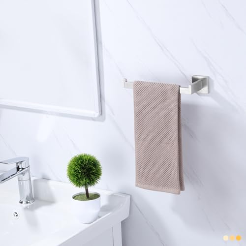 LANC Left Side Bathroom Hand Towel Holder Brushed Nickel Hand Towel Bar 10 Inche Square Towel Ring for Kitchen Bathroom Wall Mount Stainless Steel Modern Towel Racks Hanger, A8806BN-LF - color: Brushed Nickel, size: 1 Pack(Left Hand)