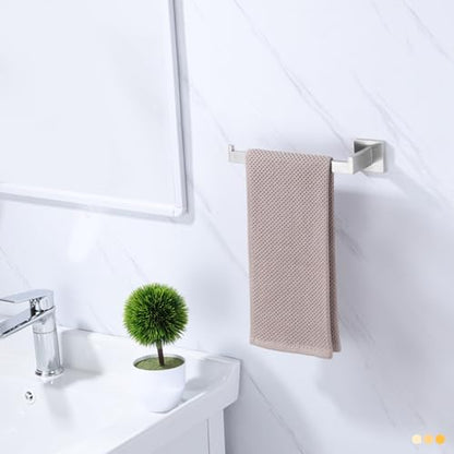 LANC Left Side Bathroom Hand Towel Holder Brushed Nickel Hand Towel Bar 10 Inche Square Towel Ring for Kitchen Bathroom Wall Mount Stainless Steel Modern Towel Racks Hanger, A8806BN-LF - color: Brushed Nickel, size: 1 Pack(Left Hand)