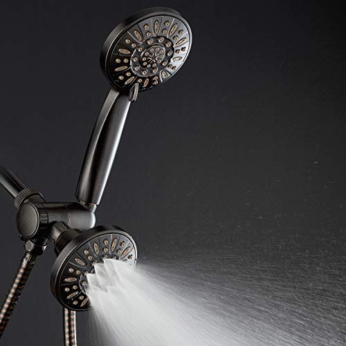 AquaDance Oil Rubbed Bronze Premium High Pressure 48 3-Way Combo for The Best of Both Worlds – Enjoy Luxurious Rain Head and 6-Setting Hand Held Shower Separately or Together | Enjoy Two 6-Setting Rain & Hand Showerheads Separately or Together for the Bes