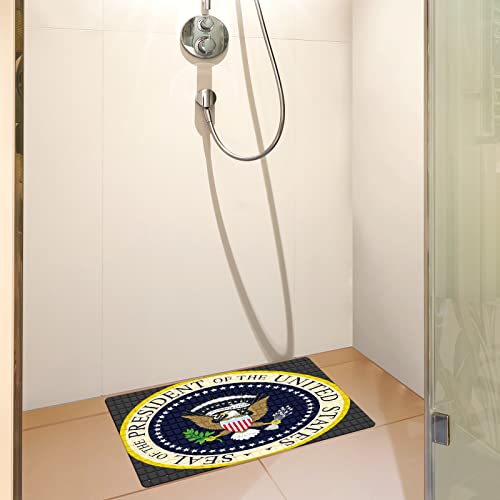 FCZ Bath Tub Mat Non Slip Shower Mat Seal President of The United States 26.8x15 inches Rectangular Polyester PVC Machine Washable - color: Seal President of the United States