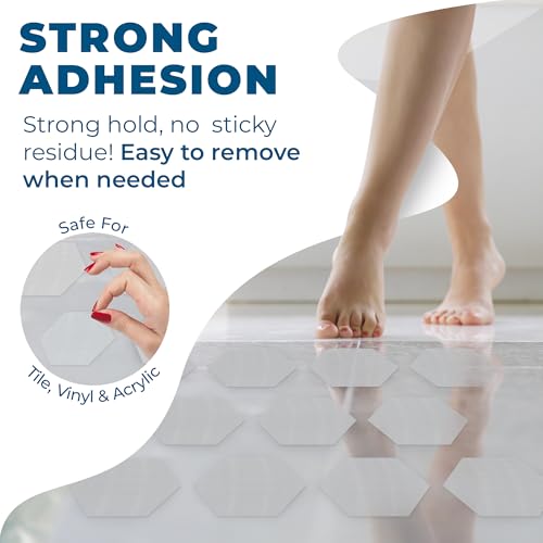Anti-Slip Shower Stickers - Help Reduce Slipping in Bathtub & Shower, Clear Non-Slip Bath Strips, Strong Adhesive Bathtub Appliques Suitable for Homes with Kids, Adults & Seniors - 24 Pcs - Homergy - size: Hexagon