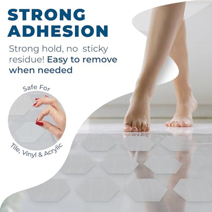 Anti-Slip Shower Stickers - Help Reduce Slipping in Bathtub & Shower, Clear Non-Slip Bath Strips, Strong Adhesive Bathtub Appliques Suitable for Homes with Kids, Adults & Seniors - 24 Pcs - Homergy - size: Hexagon