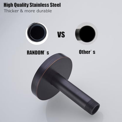 RANDOM Straight Shower Arm with Flange Oil Rubbed Bronze 4 Inches Ceiling Mount Shower Head Extension Arm Ceiling-Mounted For Fixed Shower Head.RD-91038-4-ORB - color: 4″ Oil Rubbed Bronze(Round Flange)