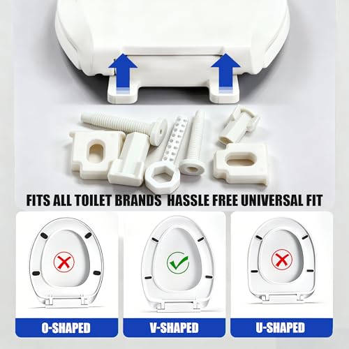 V-Shape Toilet Seat, Soft Close, Quick Release, White PP | Premium polypropylene resists stains, yellowing, cracking, fading, and everyday wear for dependable long-term performance