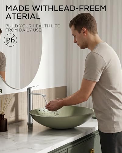 FORIOUS Waterfall Bathroom Vessel Sink Faucet Brushed Nickel Single Hole | Waterfall Brushed Nickel Tall Bathroom Faucet 1 Hole, Silver Bathroom Sink Faucet for Vessel Sink with Drain and Supply Line - color: Vessel Sink-Stainless Steel
