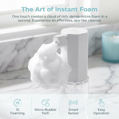 Rechargeable Automatic Foam Soap Dispenser Touchless Electric Foaming Maker Countertop Foam Dispenser for Bathroom Kitchen, Suitable for Shampoo, Body Wash, Facial Cleanser and Pet Bathing Foam Making