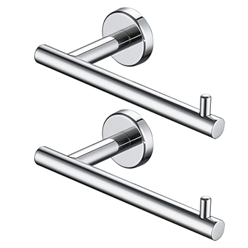 JQK Chrome Toilet Paper Holder, 5 Inch 304 Stainless Steel Thick 8mm Tissue Paper Dispenser for Bathroom, Hold Mega Rolls, Polished Chrome Wall Mount 2 Pack, TPH100-CH-P2 - color: Chrome, size: Bar(2 Pack)