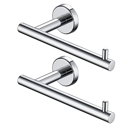 JQK Chrome Toilet Paper Holder, 5 Inch 304 Stainless Steel Thick 8mm Tissue Paper Dispenser for Bathroom, Hold Mega Rolls, Polished Chrome Wall Mount 2 Pack, TPH100-CH-P2 - color: Chrome, size: Bar(2 Pack)