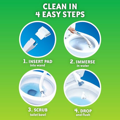 Scrubbing Bubbles Toilet Bowl Cleaning System with Flushable & Disposable Cleaner Refill Pads, Fights Odors and Helps Remove Limescale & Hard Water Stains, Citrus Scent, 1 Wand + 4 Refills + 1 Stand - size: 1 Count (Pack of 1), style: Starter Kit