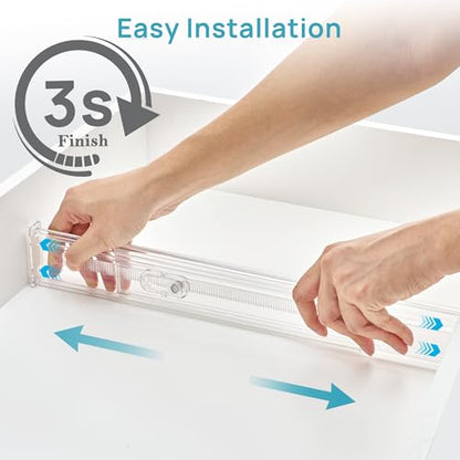 Vtopmart 2.36" Short Upgrade Drawer Dividers 12.8"-22.3" Expandable 8 Pack | Adjustable Kitchen Drawer Organizer, Clear Plastic Separator for Flatware, Utensils, Cutlery, Underwear Storage, Space Saving - size: Short-2.36" without Inserts