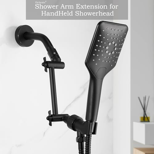 6 Inch Adjustable Shower Head Extension Arm, All-Metal Shower Arm Extender with Locking Set Screw for Rainfall, Fixed, Handheld Showerheads, G1/2 Universal Thread, Easy Installation, Matte Black - color: MTB, style: 6 Inch