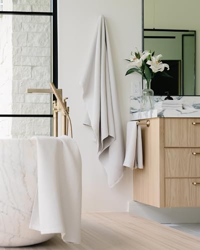 Cozy Earth Waffle Bath Towels, Mini Textured Waffle Weave Pattern | 60% Cotton 40% Viscose from Bamboo Bath Towels 30 x 58 Inches, Soft and Absorbent Terry, 2 Pack Light Grey - color: Light Grey, size: Bath Towel