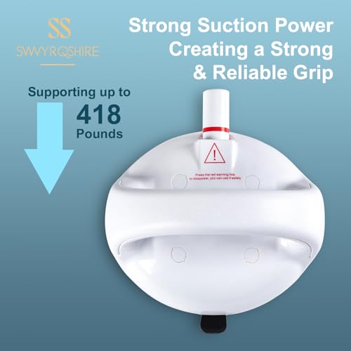 Upgraded Suction Shower Grab Bar, Extra Strong 418lb Suction Handle for Bathtubs, Showers, and Toilets, Safety for Elderly/Seniors, White, 2 Pack