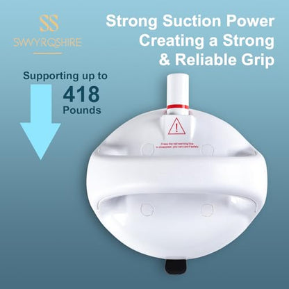 Upgraded Suction Shower Grab Bar, Extra Strong 418lb Suction Handle for Bathtubs, Showers, and Toilets, Safety for Elderly/Seniors, White, 2 Pack