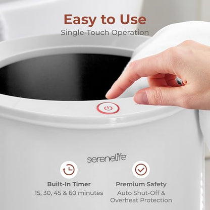 SereneLife Bucket Towel Warmers, White Large Towel Warmer for Spa and Bathroom, Luxury Towel Heater Gifts for Him & Her, Auto Shut-Off, Fits 2 large, Blankets, Bathrobes, PJ's - color: White Natural Wood