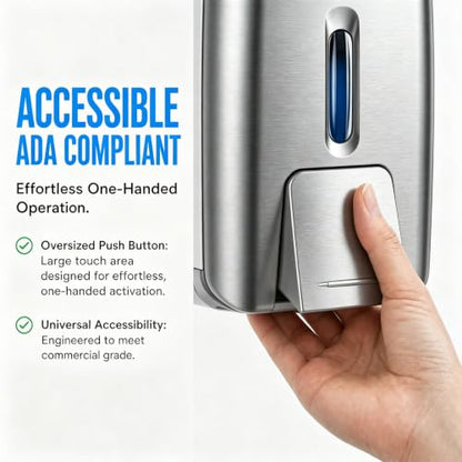interhasa! Commercial Hand Soap Dispenser Wall Mount | Dual-Lock Design, ABS Liquid & Gel Hand Sanitizer Dispenser for Bathroom & Commercial Restaurant, 28oz/800ml - color: Silver