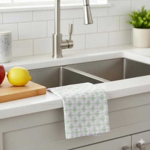 100% Cotton Washcloths 12x12 in, Green (6 Pack) - color: Green