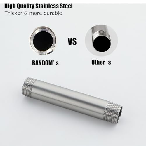 RANDOM Shower Arm with Flange,4 Inches Ceiling Mount Shower Head Extension Arm Straight Arm Ceiling-Mounted For Fixed Shower Head,Brushed Nickel.RD91038-4BN - color: 4″ Brushed Nickel(Round Flange)