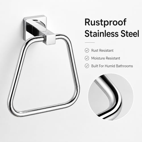 Chrome Towel Ring for Bathroom 2 Pack, Kitchen Bath Towel Holder Hangers Wall Mount Heavy Duty Stainless Steel - color: Chrome, size: 2 Pack