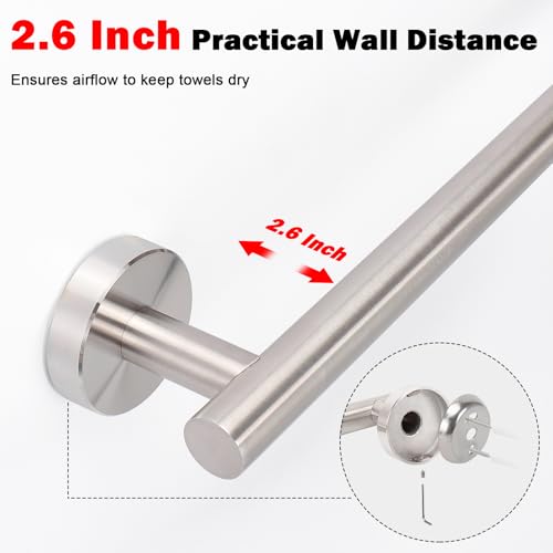 Livabber Bath Towel Bar, 304 Stainless Steel Towel Rack, Heavy Duty Towel Holder Wall Mounted for Bathroom/Kitchen, Usable Hanging Length-13.4 Inch, Total Length-16 Inch (Brushed Nickel) - color: Brushed Nickel, size: 16 Inch