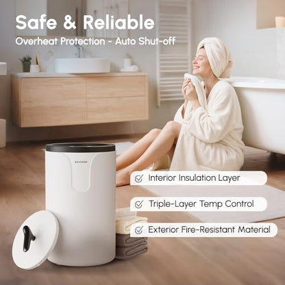 USHOWER Towel Warmers for Bathroom, 20L Large Towel Warmer Bucket for Spa | Auto Shut-Off and Timer Settings Towel Heater, Fits Two 40"x70" Oversized Towels, Blankets, Bathrobes, PJ's - size: Basic