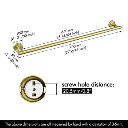 KES 25.2 Inches Towel Bar for Bathroom, Hand Towel Holder, Towel Bar | Wall Mount, SUS304 Stainless Steel Brushed Gold, Total Length 27.6 Inch, A2000S70B-BZ - color: Brushed Gold, size: 27.6 Inch