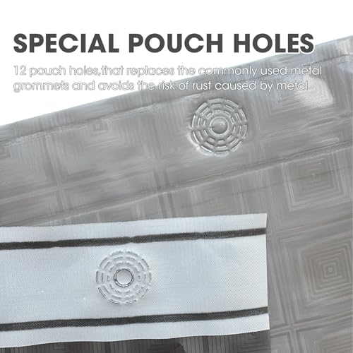 Grey Plastic Shower Curtain Liner, 3D Pattern, 70x72 in, 1 Pack | 100% waterproof, PEVA, modern 3D square pattern, 12 rust-free pouch holes, fits standard tubs, for home, hotel, dorm - color: Square-gray