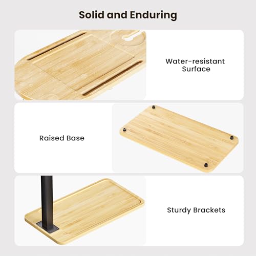 Bathtub Tray Table, Freestanding Bath Side Table Tub Tray Caddy | 3 Layer Bamboo Bath Board Shelf, Bathtub & Bathroom Accessories, New Home Gift for Mom, Housewarming, Anniversary, Wedding - color: Natural
