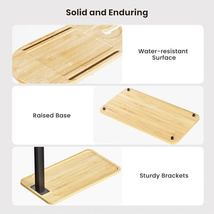 Bathtub Tray Table, Freestanding Bath Side Table Tub Tray Caddy | 3 Layer Bamboo Bath Board Shelf, Bathtub & Bathroom Accessories, New Home Gift for Mom, Housewarming, Anniversary, Wedding - color: Natural