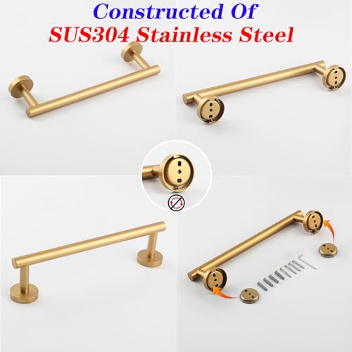 GERZWY 12-Inch Bathroom Towel Bar Modern Round Style Gold Stainless Steel Hand Towel Holder Wall Mount AG1101C30.5-BE - color: Gold, size: 12 Inch (Pack of 1)