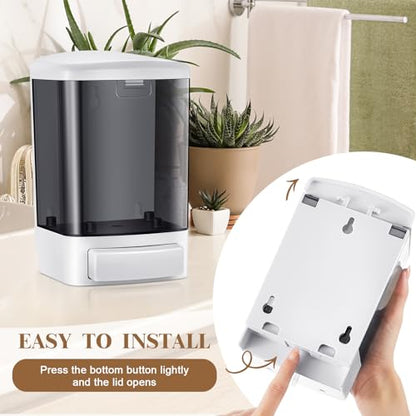 Hushee 8 Pcs Plastic Wall Mounted Soap Dispenser Commercial Manual Soap Containers Wall Dispenser for Kitchen Shower Hotel Liquid Shampoo Gel Chamber (33.8 oz 1000 ml,Black) - color: Black, size: 33.8 oz 1000 ml