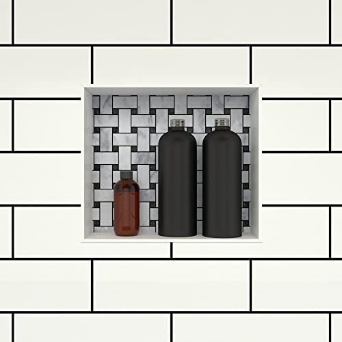 Tile Redi USA Niche Single Recessed Shower Shelf – Black, One Inner Shelf, 16-Inch Width x 14-Inch Height x 4-Inch Depth - size: 14" H x 16" W (1 Shelf)