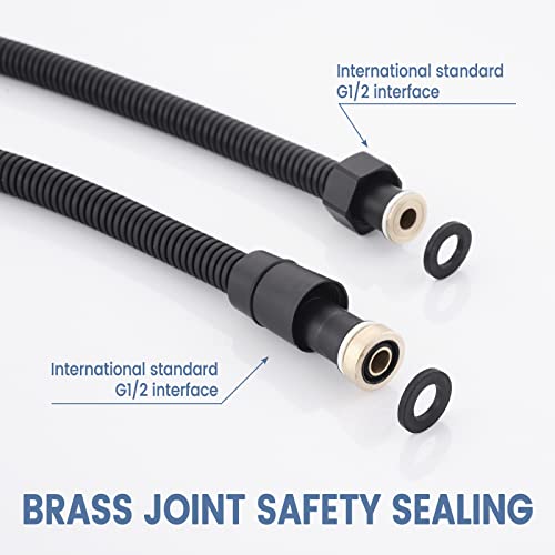 All Metal Shower Hose For Handheld Shower Heads, Black Extra Long 71 Inch Stainless Steel, Universal Replacement Part For Hand Held Showerhead Hoses