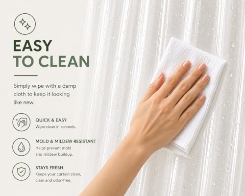 Clear Shower Curtain, 72x72 | Odorless Plastic with Magnets, Washable Long Bathroom Curtain, Premium PEVA Waterproof, Rust-Proof