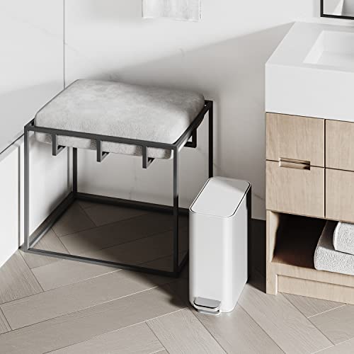 simplehuman Slim Step Can, 5L / 1.3 Gallon Compact Bathroom Trash Can, Liner Pocket®, Sleek Internal Hinge, 150,000-Step All-Steel Pedal, Lid Shox® Silent Close, White Steel - color: White, size: 5L